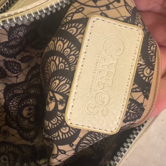 Carlos Santana Ivory Crossbody Bag Purse zippered studded small faux leather - Picture 5 of 11